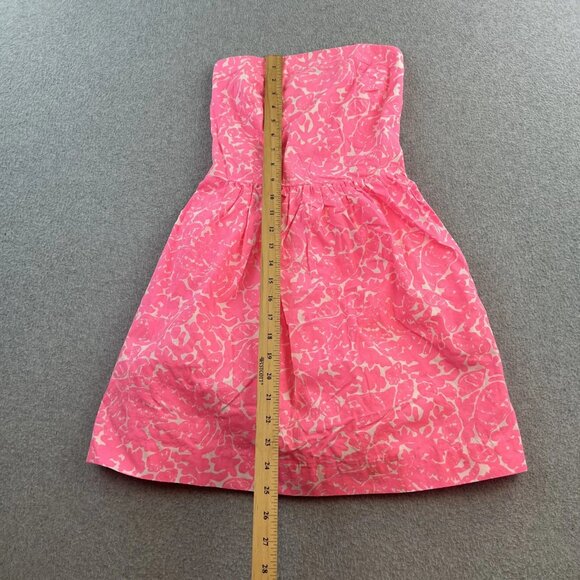 Lilly Pulitzer Dress Womens Extra Small Pink White Strapless Floral Summer Party - Picture 5 of 12